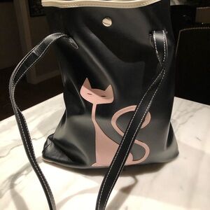 Black and Pink Cat Design Women's Bag